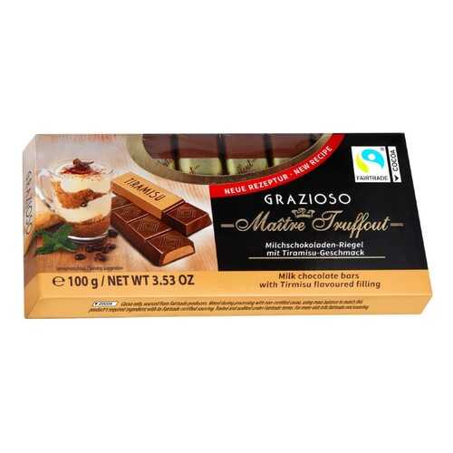 Молочный шоколад Graziozo Maitre Truffout с начинкой тирамису 100 г в ВкусВилл