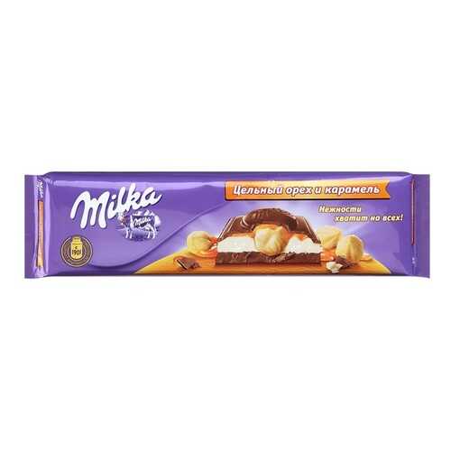 Шоколад молочный Milka цельный орех и карамель 300 г в ВкусВилл