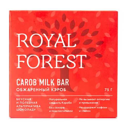 Шоколад Обжаренный кэроб Carob milk bar Royal Forest 75 г в ВкусВилл
