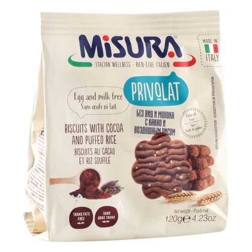 Печенье Misura с какао и воздушным рисом 120 г в ВкусВилл