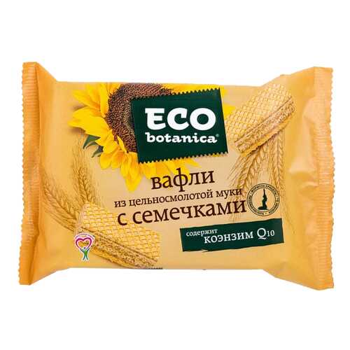 Вафли Еco botanica из цельносмолотой муки с семечками 145 г в ВкусВилл