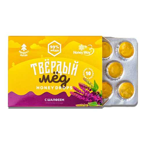 Карамель Твердый мед медовая c шалфеем 30 г в ВкусВилл
