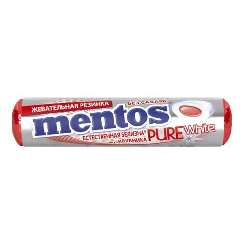 Жевательная резинка Mentos пьюр вайт клубника 15.5 г в ВкусВилл
