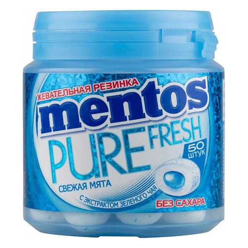 Жевательная резинка Mentos свежая мята без сахара с экстрактом зеленого чая 50 штук в ВкусВилл