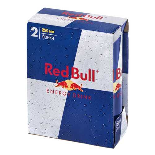 Напиток Red Bull безалкогольный газированный жестяная банка 0.25 л 2 штуки в упаковке в ВкусВилл
