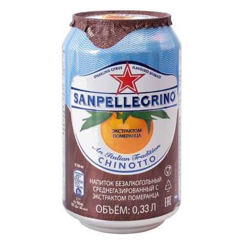 Напиток среднегазированный Sanpellegrino с экстрактом померанца жестяная банка 0.33 л в ВкусВилл
