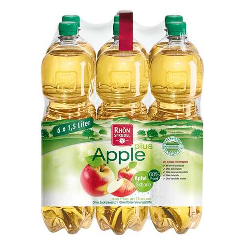 Вода минеральная Rhon Sprudel «Apple Plus» с яблочным соком без сахара 1.5 л 6 шт в ВкусВилл